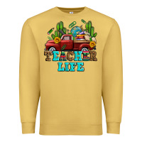 Antique Gold teacher life western truck and books Premium Sweatshirt - AdoDesignShop