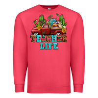 Teacher Life Western Truck And Books Premium Sweatshirt | Teevron