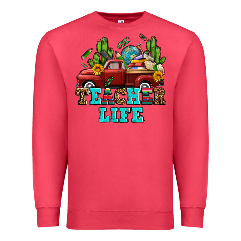 Teacher Life Western Truck And Books Premium Sweatshirt by AdoDesignShop | Teevron