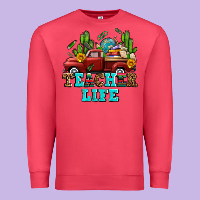 Teacher Life Western Truck And Books Premium Sweatshirt Designed By Adodesignshop