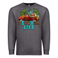 Charcoal Heather teacher life western truck and books Premium Sweatshirt - AdoDesignShop