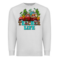 Dove Grey teacher life western truck and books Premium Sweatshirt - AdoDesignShop