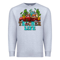 Heather Grey teacher life western truck and books Premium Sweatshirt - AdoDesignShop