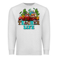 Oatmeal Heather teacher life western truck and books Premium Sweatshirt - AdoDesignShop