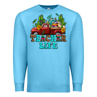 Ocean Blue teacher life western truck and books Premium Sweatshirt - AdoDesignShop