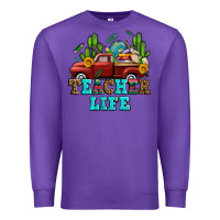 Purple teacher life western truck and books Premium Sweatshirt - AdoDesignShop