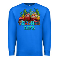 True Royal teacher life western truck and books Premium Sweatshirt - AdoDesignShop