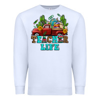 White teacher life western truck and books Premium Sweatshirt - AdoDesignShop