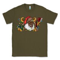 Army Green african american santa joy with sunflowers Classic Tee - RanaPortraitStore