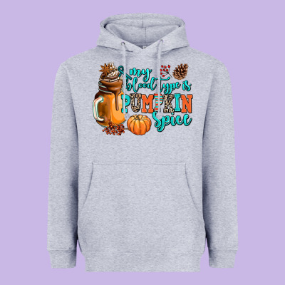 My Blood Type Is Pumpkin Spice Heavyweight Hoodie Designed By Adodesignshop