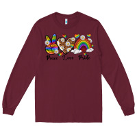 Burgundy peace love pride Long Sleeve Tee - texasbilliewilder