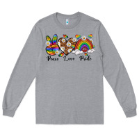 Heather Grey peace love pride Long Sleeve Tee - texasbilliewilder