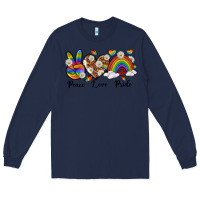 Navy peace love pride Long Sleeve Tee - texasbilliewilder