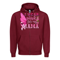 Burgundy I Wear Pink For My Mama with Butterfly Zipper Hoodie - texasbilliewilder