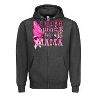 Charcoal Heather I Wear Pink For My Mama with Butterfly Zipper Hoodie - texasbilliewilder