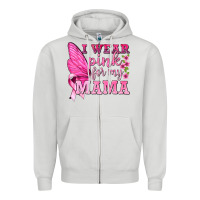 Dove Grey I Wear Pink For My Mama with Butterfly Zipper Hoodie - texasbilliewilder