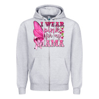 Heather Grey I Wear Pink For My Mama with Butterfly Zipper Hoodie - texasbilliewilder