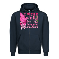 Navy I Wear Pink For My Mama with Butterfly Zipper Hoodie - texasbilliewilder
