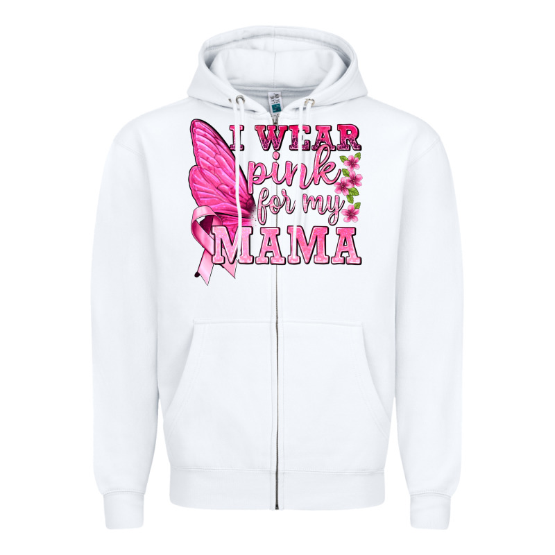 I Wear Pink For My Mama With Butterfly Zipper Hoodie by texasbilliewilder | Teevron
