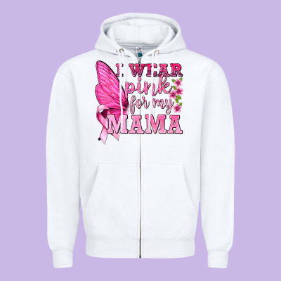 I Wear Pink For My Mama With Butterfly Zipper Hoodie Designed By Texasbilliewilder