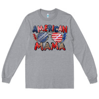 Heather Grey American mama Long Sleeve Tee - Zillion Design Studio