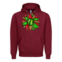 Burgundy watermelon sunflower Zipper Hoodie - Zillion Design Studio