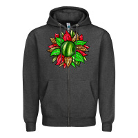 Charcoal Heather watermelon sunflower Zipper Hoodie - Zillion Design Studio