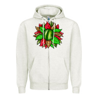 Oatmeal Heather watermelon sunflower Zipper Hoodie - Zillion Design Studio