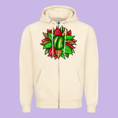 Watermelon Sunflower Zipper Hoodie Designed By Zillion Design Studio