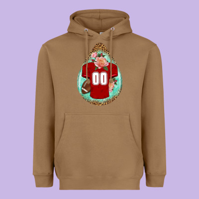 American Football And Western Roses Teardrop Heavyweight Hoodie Designed By Bundleandbundleshop