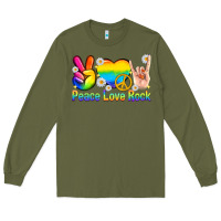 Army Green peace love rock pride Long Sleeve Tee - texasbilliewilder