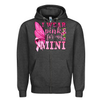 Charcoal Heather I Wear Pink For My Mini with Butterfly Zipper Hoodie - texasbilliewilder