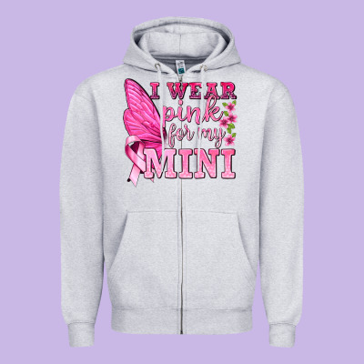 I Wear Pink For My Mini With Butterfly Zipper Hoodie Designed By Texasbilliewilder