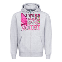 Heather Grey I Wear Pink For My Mini with Butterfly Zipper Hoodie - texasbilliewilder