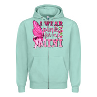 Seafoam I Wear Pink For My Mini with Butterfly Zipper Hoodie - texasbilliewilder