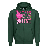 Sports Green I Wear Pink For My Mini with Butterfly Zipper Hoodie - texasbilliewilder