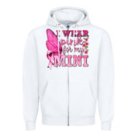 White I Wear Pink For My Mini with Butterfly Zipper Hoodie - texasbilliewilder