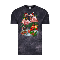 Cloud Black Christmas flamingo Vintage Tee - BarkalooDesign