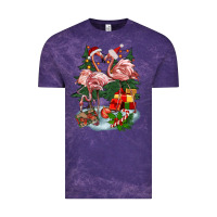 Cloud Purple Christmas flamingo Vintage Tee - BarkalooDesign
