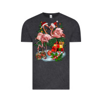 Vintage Black Christmas flamingo Vintage Tee - BarkalooDesign