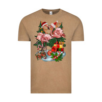 Vintage Coffee Christmas flamingo Vintage Tee - BarkalooDesign