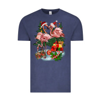 Vintage Denim Christmas flamingo Vintage Tee - BarkalooDesign