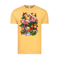 Vintage Mustard Christmas flamingo Vintage Tee - BarkalooDesign