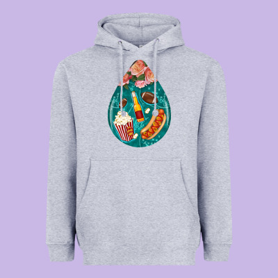 American Football And Western Roses Teardrop Heavyweight Hoodie Designed By Bundleandbundleshop
