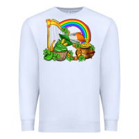 White st patricks day  rainbow shamrocks Premium Sweatshirt - AdoDesignShop