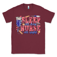 Burgundy sleep all day nurse all night Classic Tee - texasbilliewilder