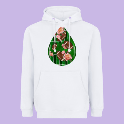 American Football And Western Roses Teardrop Heavyweight Hoodie Designed By Bundleandbundleshop
