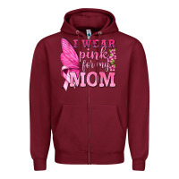 Burgundy I Wear Pink For My Mom with Butterfly Zipper Hoodie - texasbilliewilder