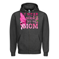 Charcoal Heather I Wear Pink For My Mom with Butterfly Zipper Hoodie - texasbilliewilder