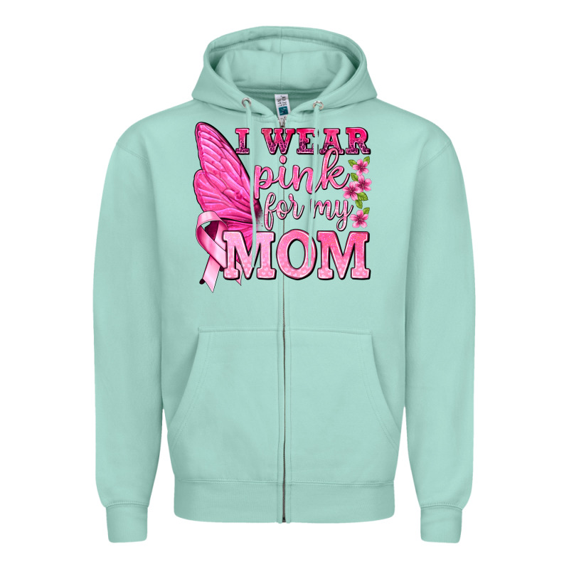 I Wear Pink For My Mom With Butterfly Zipper Hoodie by texasbilliewilder | Teevron